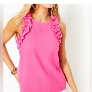 Lilly Pulitzer Kaliee Pink Ruffle Sleeveless Top